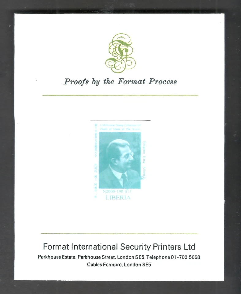 Liberia 1999 Belgium King Albert Felix Humbert Eugene Marie - Rare Proof MNH - Image 1 of 1