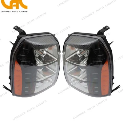 Pair Headlight For Cadillac Escalade 07-14 HID Black w/o Bulb&Ballast Projector Foto 1 de 4