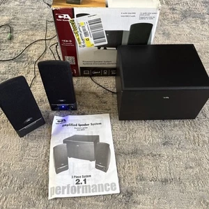 Cyber Acoustics CA-3001 powered 3pc SPEAKER SYSTEM 2.1 , 8W RMS - Picture 1 of 10