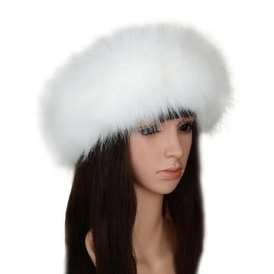 Faux Fur Headband for Women Winter Hat Earwarmer Warm Cap White One Size - Image 1 of 3