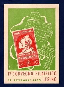 JESI 1950 POSTCARD WITH SPECIAL CANCELLATION FOURTH PHILATELIC CONFERENCE JESINO - Picture 1 of 2