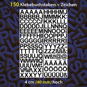 Buchstaben 4 cm Schwarz je 5 Stk., Klebebuchstaben Aufkleber Sticker Zahl Ziffer - Bild 1 von 1