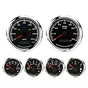 W PRO 6 Gauge Set 85mm GPS Speedometer 160 MPH Turn Signal High Beam Waterproof - Bild 1 von 14