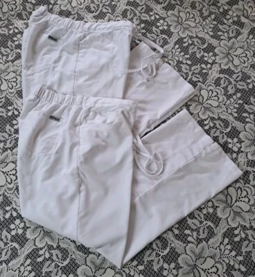 Grey's Anatomy Scrub Pants Women's MP White Elastic Back Front Tie-Waist Lot/2 - Image 1 of 4