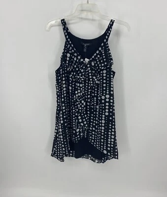 Женская бывшая в употреблении Whbm черный/белый горошек блузка без рукавов размер средний - Изображение 1 из 4