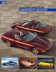 2003 Corvette Flyer with Standard and Available Equipment Specifications - Picture 1 of 2