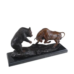 Bronze Figur ein Bär und ein Bulle im Kampf Skulptur L: 43 cm -11657- - Picture 1 of 4