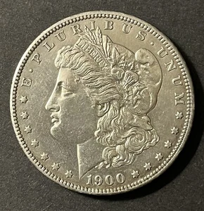 1900 MORGAN Silver Dollar BROADSTRUCK OFF CENTER Rim Error UNC.-AU Cleaned ✨✨ - Picture 1 of 3
