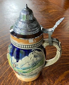 Piedra de cerveza alemana vintage con tapa de peltre hecha en Alemania Occidental 0,5 L - Imagen 1 de 6