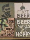 Carson Absorbent Stoneware Coasters Beer Set Set of 4 Different Coasters