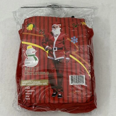 Feliz Navidad 5 Piezas Rojo No Tejido Papá Noel Traje Adulto L/XL Disfraz Foto 1 de 4