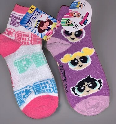 CN Powerpuff Girls & PEZ Super Soft Girls/Women's Socks ~ Size 9-13 ~ NEW - Image 1 of 2