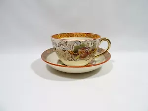 SARREGUEMINES CHINESE DECOR CERAMIC CUP AND SAUCER - Picture 1 of 14