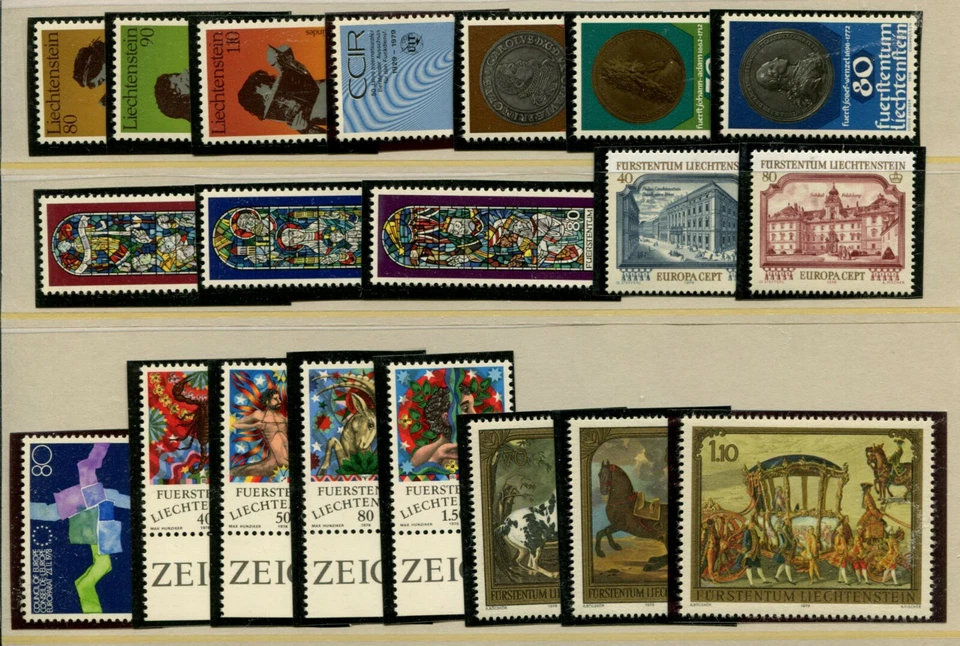 BJ46 Liechtenstein 1978-79 MNH 20v monedas antiguas caballos zodiaco  Foto 1 de 1