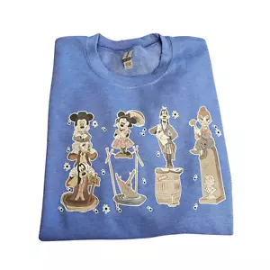 Disneyland Haunted Mansion Mickey and Friends Crewneck Sweater Blue Size L - Picture 1 of 9