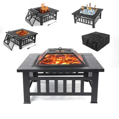 3 In 1 Outdoor Fire Pit/Ice Pit/BBQ Grill Fire Pit With Screen Lid Poker Cover - Image 1 of 4