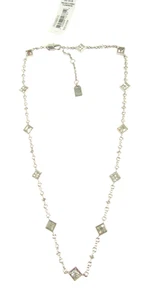 Lauren Ralph Lauren quadratische Kristall Halskette 18" L, silberfarben 78 $ NEU - Bild 1 von 5