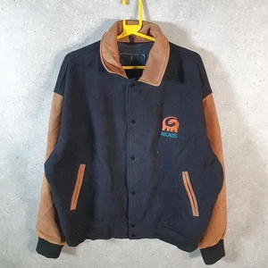 Vintage Image Seller Arcadia Varsity 90s Leather Bomber Jacket Mens Large Black - Picture 1 of 8