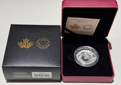 Moneda de Canadá 2016 Madre Tierra $20 1 OZ plata pura prueba: gota de agua 3D elevada Foto 1 de 2