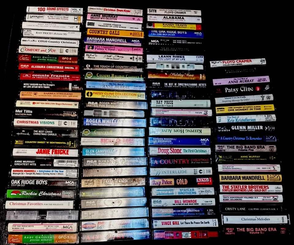 Cassette Tape Lot Of  90 Country,  Neil Diamon Christmas Misc. Ray Price Alabama Foto 1 de 4
