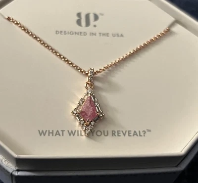 Collar Bomb Party Creado en Laboratorio Cristal de Hielo Rosa Chapado en Oro Rosa  Foto 1 de 2