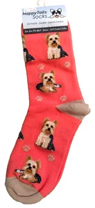 New - Unisex Happy Tails Yorkshire Terrier Socks One Size Soft Cotton - Picture 1 of 3