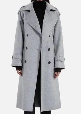 The Kooples Long Wool Blend Belted Trench Coat Gray Sz M(Fr 2) NWT MSRP 795 - Image 1 of 4