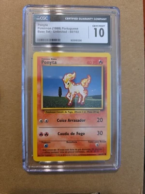 Pokemon TCG 1999 Base Set Ponyta 60/102 Unlimited Card - Portuguese - Gem 10 - Image 1 of 3