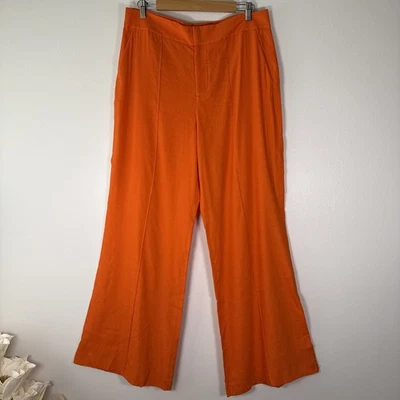 Calça Alice + Olivia Dylan mistura de linho perna larga tamanho 14 Sienna nova com etiquetas $295 - Imagem 1 de 4