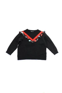 Stella McCartney Kids Girls Floral Ruffled Crew Neck Sweatshirt Navy Size 6 - Picture 1 of 5