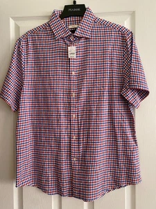 NWT $45 Jos A Bank Mens Slim Fit Short Sleeve Button-Up Linen/Cotton Shirt L - Picture 1 of 6