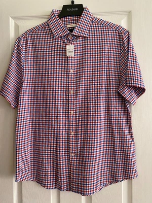 NWT $45 Jos A Bank Mens Slim Fit Short Sleeve Button-Up Linen/Cotton Shirt L - Image 1 of 4