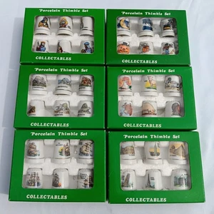 6er Set Neu im Karton 36 Fingerhüte Porzellan Vintage Halloween Dinosaurier Jesus  - Bild 1 von 10