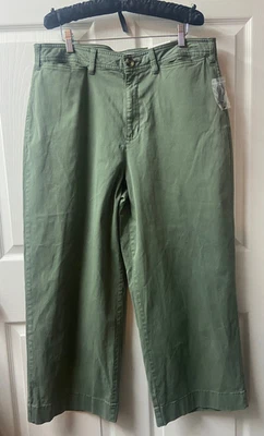 Sonoma Cropped Pants Womens Plus18 Army Green Wide Leg High Rise - Image 1 of 4