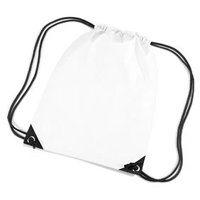 BAG BASE Premium weiß Kordelzug/Beuteltasche/Rucksack/PE/Fitnessstudio/Schwimmen/Schultasche-BG010