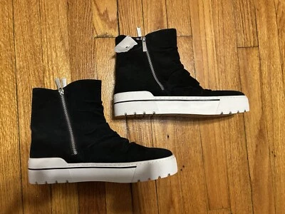 J/Slides NILA Hi Top Platform Sneaker Boots Black Suede,  Double Zip, US Sz 10 - Image 1 of 4
