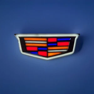 Cadillac Escalade Gloss Black Color LED Logo 2015-2024 Illuminated Emblem Front - Picture 1 of 2