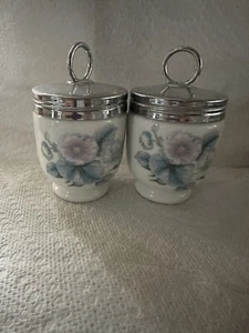 2 Royal Worcester Egg Coddlers With Lids- Woodland Spray Pattern Made In England - Picture 1 of 8