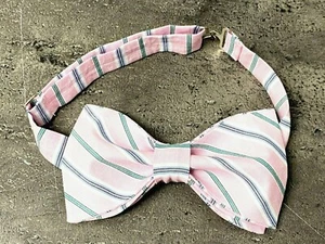 NEW Custom Men's Pink Striped Bow Tie Pre-tied Adjustable Gift Easter Preppy - Picture 1 of 3