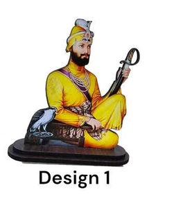 Sikh Wood Carved Photo Guru Nanak Gobind Singh Baba Deep Singh Car Dashboard - Picture 1 of 23