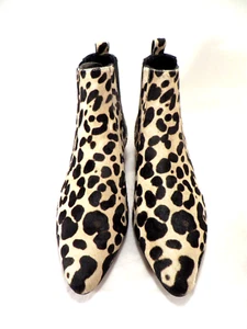 Paolo Leopard Printed Calf Hair Point Toe Ankle Boots Size 6 Boho New No Box - Picture 1 of 9