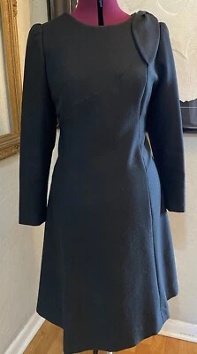 Vestido Midi Secretaria Negro Vintage Años 70 80 Lazo Almohadillas para el Hombro A Medida M/L Foto 1 de 4