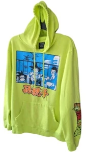 Dragon Ball Z Super Goku Hoodie L Neon Yellow Pullover Fleece Anime Manga DBZ - Picture 1 of 9