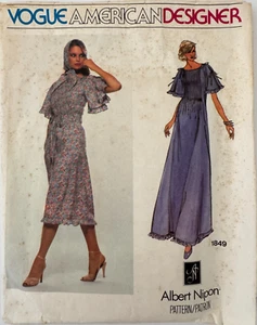 1849 Vogue ALBERT NIPON American Designers DRESS and SCARF Pattern Size 8 - Picture 1 of 2