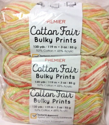 Paquete de 3 hilos estampados voluminosos justos de algodón Premier “Sherbet” Foto 1 de 2