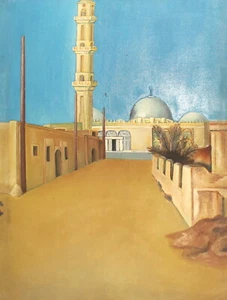 Vintage orientalist oil painting Islamic cityscape - Picture 1 of 12