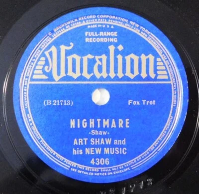 ART SHAW Nightmare, Long Way To Tipperary VOCALION 78 4306 E/E- — 第 1/4 张图片