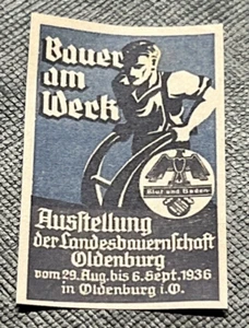 BLUT UND BODEN 1936 SEGUNDA GUERRA MUNDIAL Alemania nazi Tercer Reich sello alemán viñeta - Imagen 1 de 2