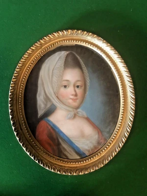 Folk Art: Portrait: on paper, original gilt frame; country house, naive, c.1820 - Image 1 of 4