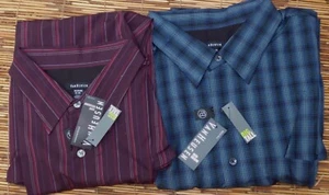 CAMICIA ABITO CLASSICO VAN HEUSEN GRANDE E ALTA AFTERPARTY COTONE/POLIESTERE NO FERRO LISTA $60 - Foto 1 di 10